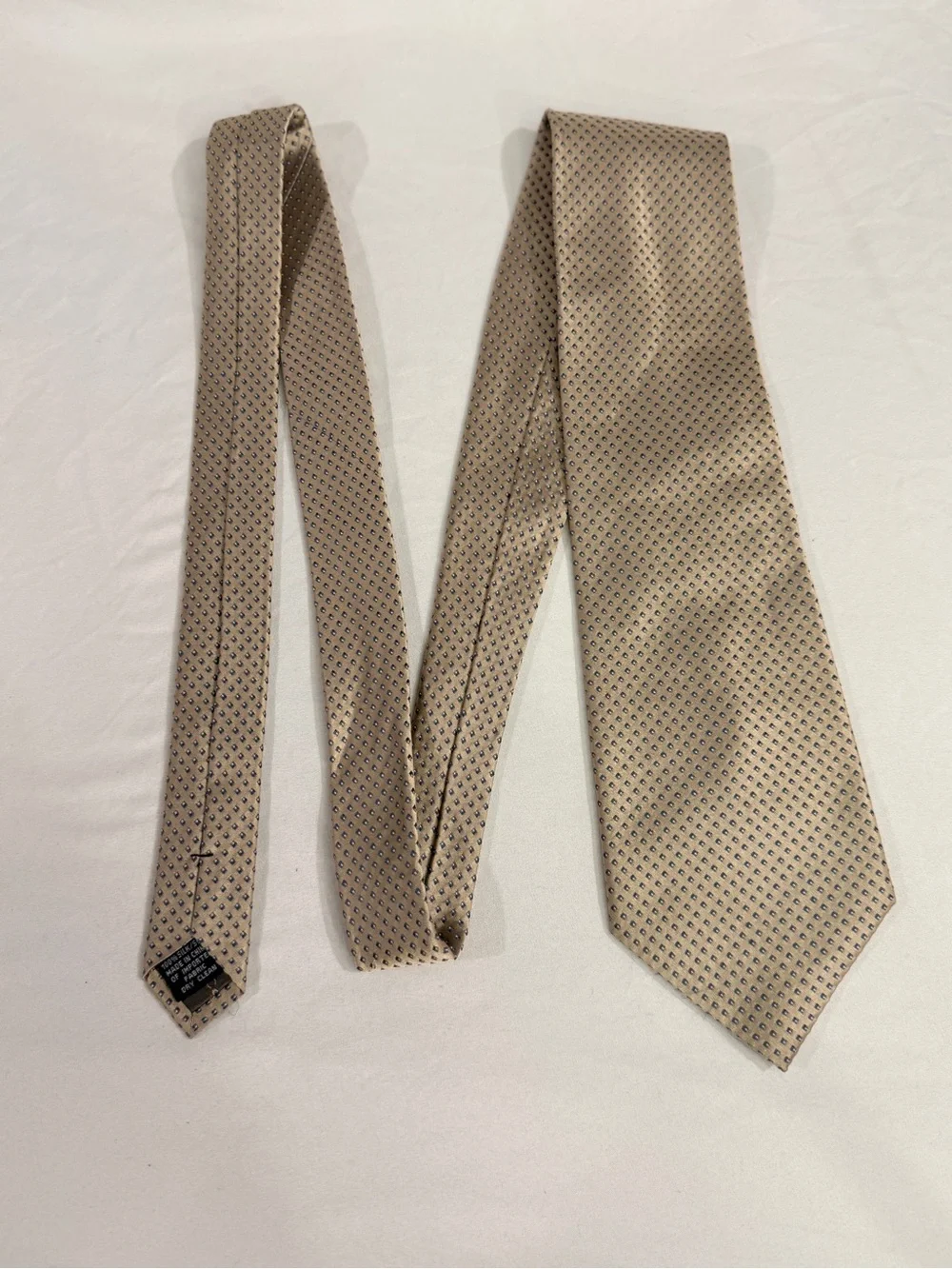 Calvin Klein Mens Beige Tie with Microdot Pattern